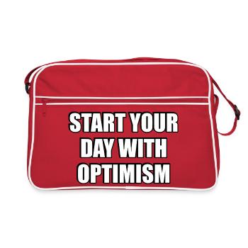Commencez votre journée avec optimisme - Sac Retro - rouge/blanc - Devant