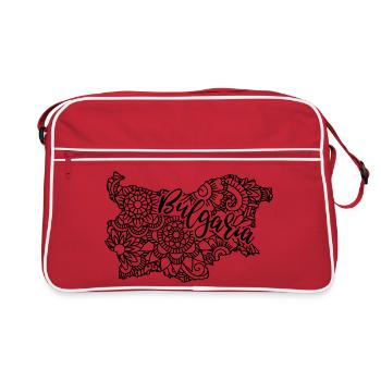 Bulgarien Schwarzes Meer Rosa Mandala Karte - Retro Tasche - Rot/Weiß - Vorne