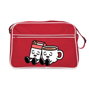 Café et cigarettes - Petit-déjeuner balkanique drôle - Sac Retro - rouge/blanc - Devant