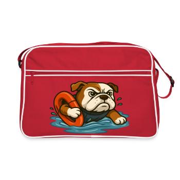 Rescue Bulldog Mascot with Water Ring - Retro Bag - red/white - Front