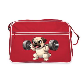 Entraînement de carlin, bodybuilding, chien fan de fitness, fort - Sac Retro - rouge/blanc - Devant