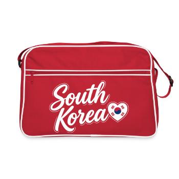 Scénario sud-coréen avec amour de cœur de drapeau - Sac Retro - rouge/blanc - Devant