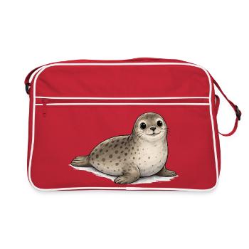 Motif mignon d’animaux de dessins animés de phoque - Sac Retro - rouge/blanc - Devant