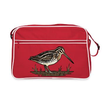 Bécassine Marais Snipe Camouflage Oiseau - Sac Retro - rouge/blanc - Devant