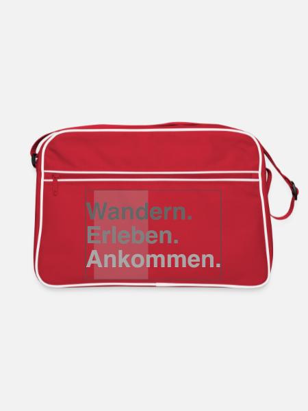 Wandern erleben - Retro Tasche - Rot/Weiß - Vorne