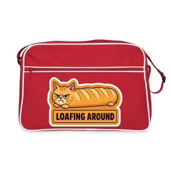 Funny Angry Cat Loaf Bread Baguette - Retro Bag - red/white - Front