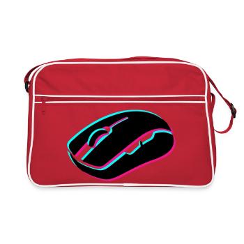 Gaming Maus Glitch Grafik - Retro Tasche - Rot/Weiß - Vorne