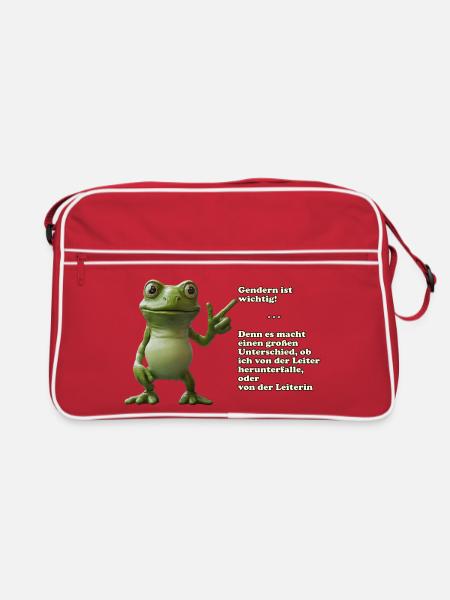 Frosch mit Wortwitz zur Gleichberechtigung - Retro Tasche - Rot/Weiß