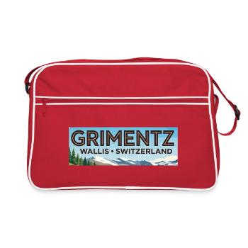 Grimentz Panorama Schweiz - Retro Tasche - Rot/Weiß - Vorne