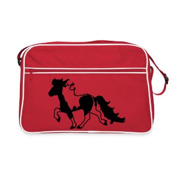 Islandpferd Schecke Reiten Pferde Tölt - Retro Tasche - Rot/Weiß - Vorne