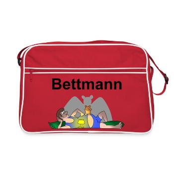 Held mit Kissen, Teddy & Lampe - Retro Tasche - Rot/Weiß - Vorne