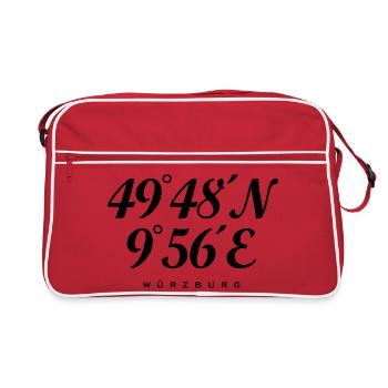 Würzburger Koordinaten Würzburg - Retro Tasche - Rot/Weiß - Vorne