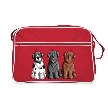 Three Newfoundland Dogs - Retro Bag - red/white - Front