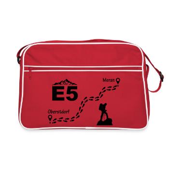 E5 Alpenüberquerung - Retro Tasche - Rot/Weiß - Vorne