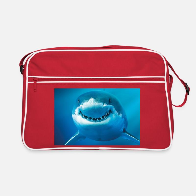 Lächelnder Hai unter Wasser Retro Tasche