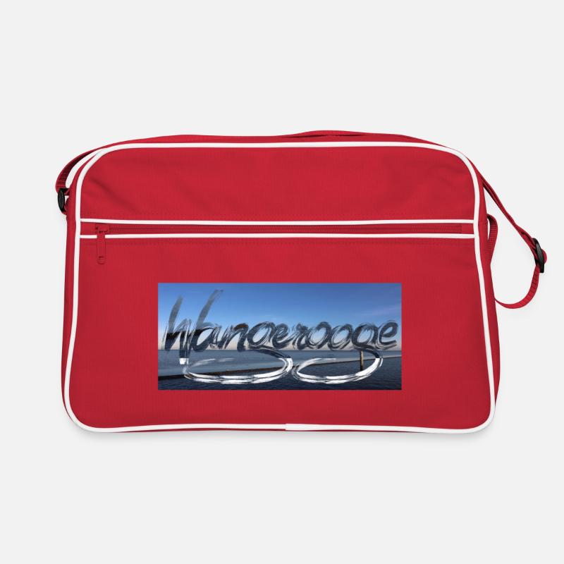 Wangerooge Wasserreflexionen - Retro Tasche - Rot/Weiß