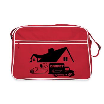 Carpet rolls logo with house and car - Retro Bag - red/white - Front
