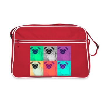 Design de carlin Pop Art sur les vêtements - Sac Retro - rouge/blanc - Devant