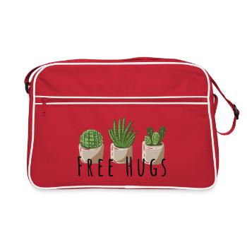 Free Hugs - Cactus, drôle de dicton - Sac Retro - rouge/blanc - Devant