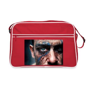 Visage d'homme inquiétant - Sac Retro - rouge/blanc - Devant