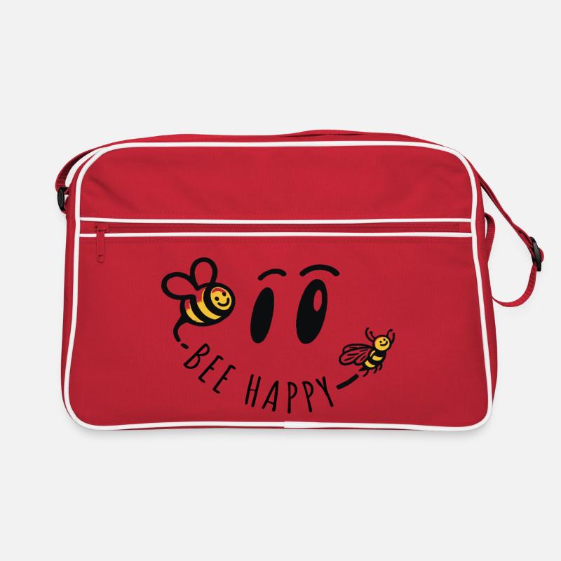 Bee Happy Bee Positive Dire Bonheur Sac Retro
