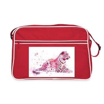 Léoparden rose Aquarelle - Sac Retro - rouge/blanc - Devant