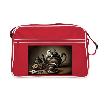 atmospheric Halloween tea hour - witching hour - Retro Bag - red/white - Front