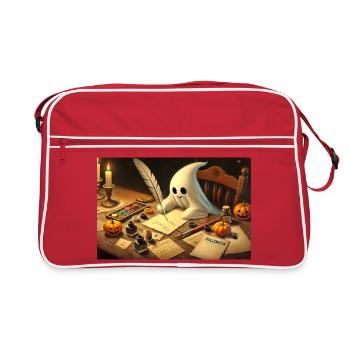 charming ghost writing halloween invitations - Retro Bag - red/white - Front