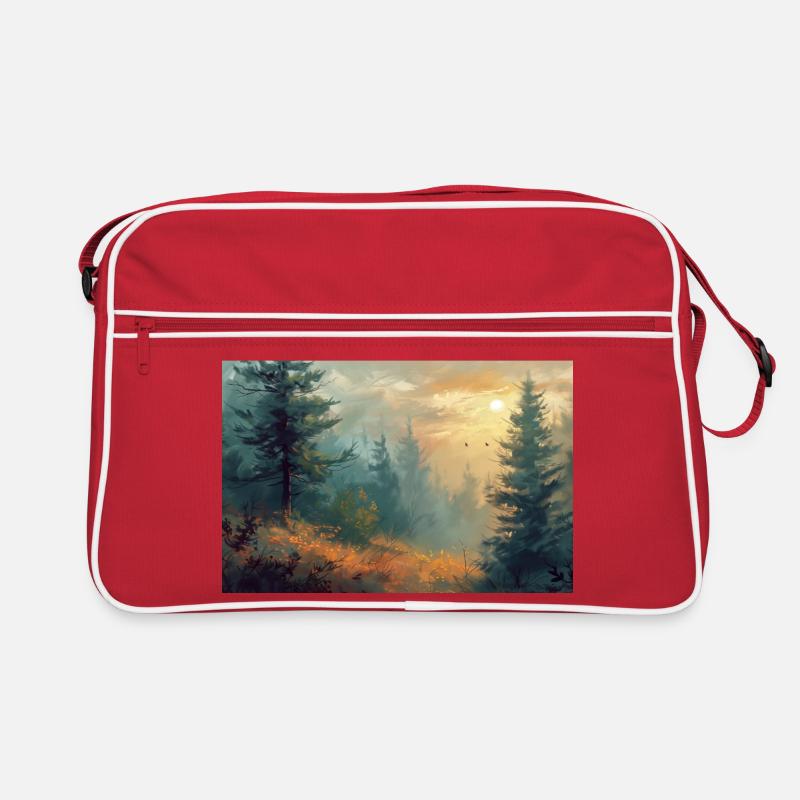 Forest Landscape Illustration Poster Retro Bag