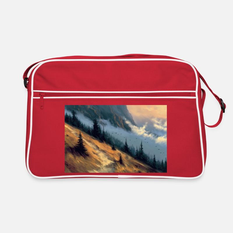 Mountain Landscape Illustration Poster Retro Bag