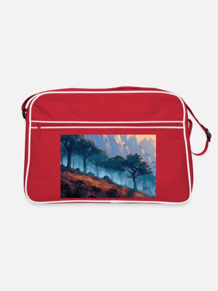 Forest Landscape Illustration Poster - Retro Bag - red/white - Front