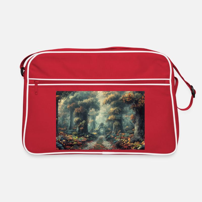 Forest Landscape Illustration Poster Retro Bag