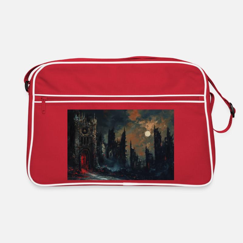 Poster Illustration Medieval Landscape in Ruins Retro Bag