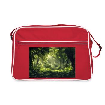 Waldlandschaft Illustration Poster - Retro Tasche - Rot/Weiß - Vorne