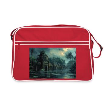 Poster Illustration Paysage jungle en ruine - Sac Retro - rouge/blanc - Devant