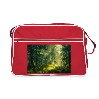 Waldlandschaft Illustration Poster - Retro Tasche - Rot/Weiß - Vorne