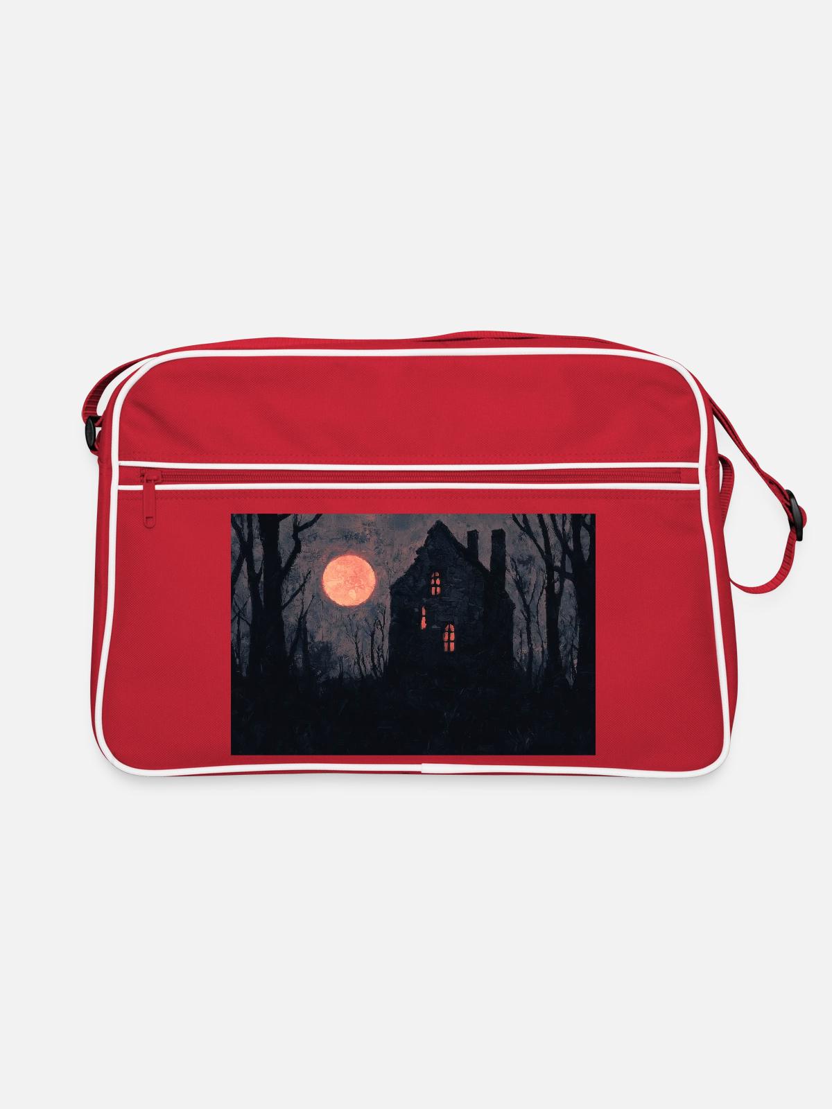 Poster Illustration Maison Hantée - Sac Retro - rouge/blanc - Devant