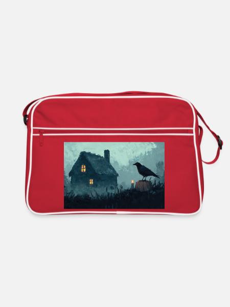 Poster Illustration Maison Hantée - Sac Retro - rouge/blanc - Devant
