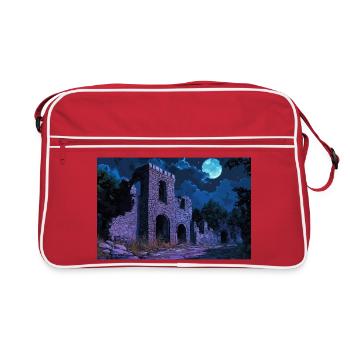 Poster Illustration Paysage médiéval en ruine - Sac Retro - rouge/blanc - Devant