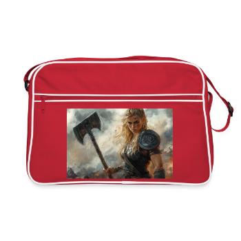 Poster Illustration Femme viking - Sac Retro - rouge/blanc - Devant