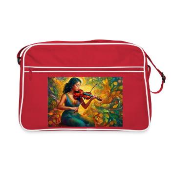 Künstlerische Geigerin in Natur - Retro Tasche - Rot/Weiß - Vorne
