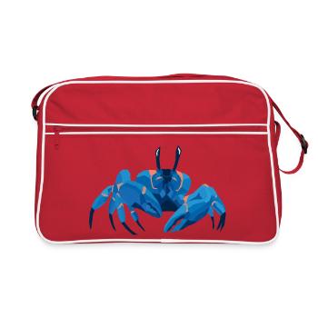 Blaue Krabbe Polygonaler Stil - Retro Tasche - Rot/Weiß - Vorne