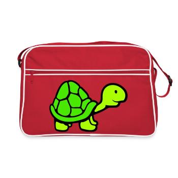Tortue long cou souriant heureux drôle - Sac Retro - rouge/blanc - Devant