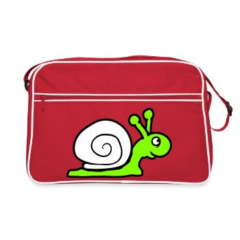 Schnecke Schneckenhaus niedlich süß glücklich Cool - Retro Tasche - Rot/Weiß - Vorne