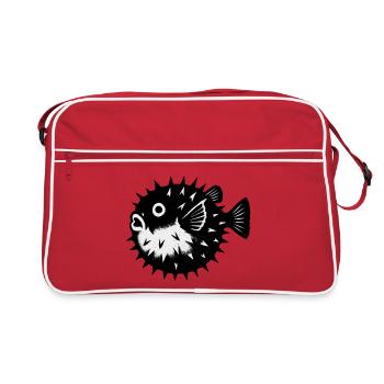 Contrast Puffer Fish with Spines - Retro Bag - red/white - Front