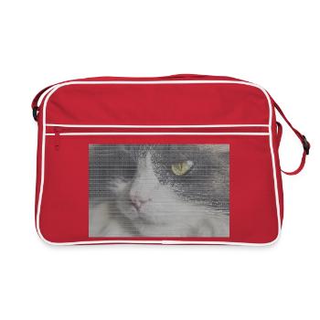 Portrait de chat au look glitch - Sac Retro - rouge/blanc - Devant