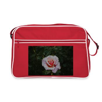 Mosaïque de roses dans le vert nuit - Sac Retro - rouge/blanc - Devant