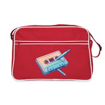 Cassette Crayon Pastel Retro - Sac Retro - rouge/blanc - Devant
