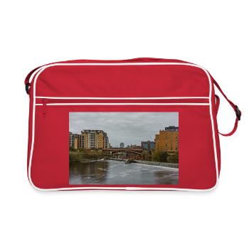 Scène de rivière urbaine avec pont - Sac Retro - rouge/blanc - Devant