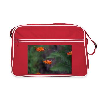 Orange Bloom on Arching Stem - Retro Bag - red/white - Front